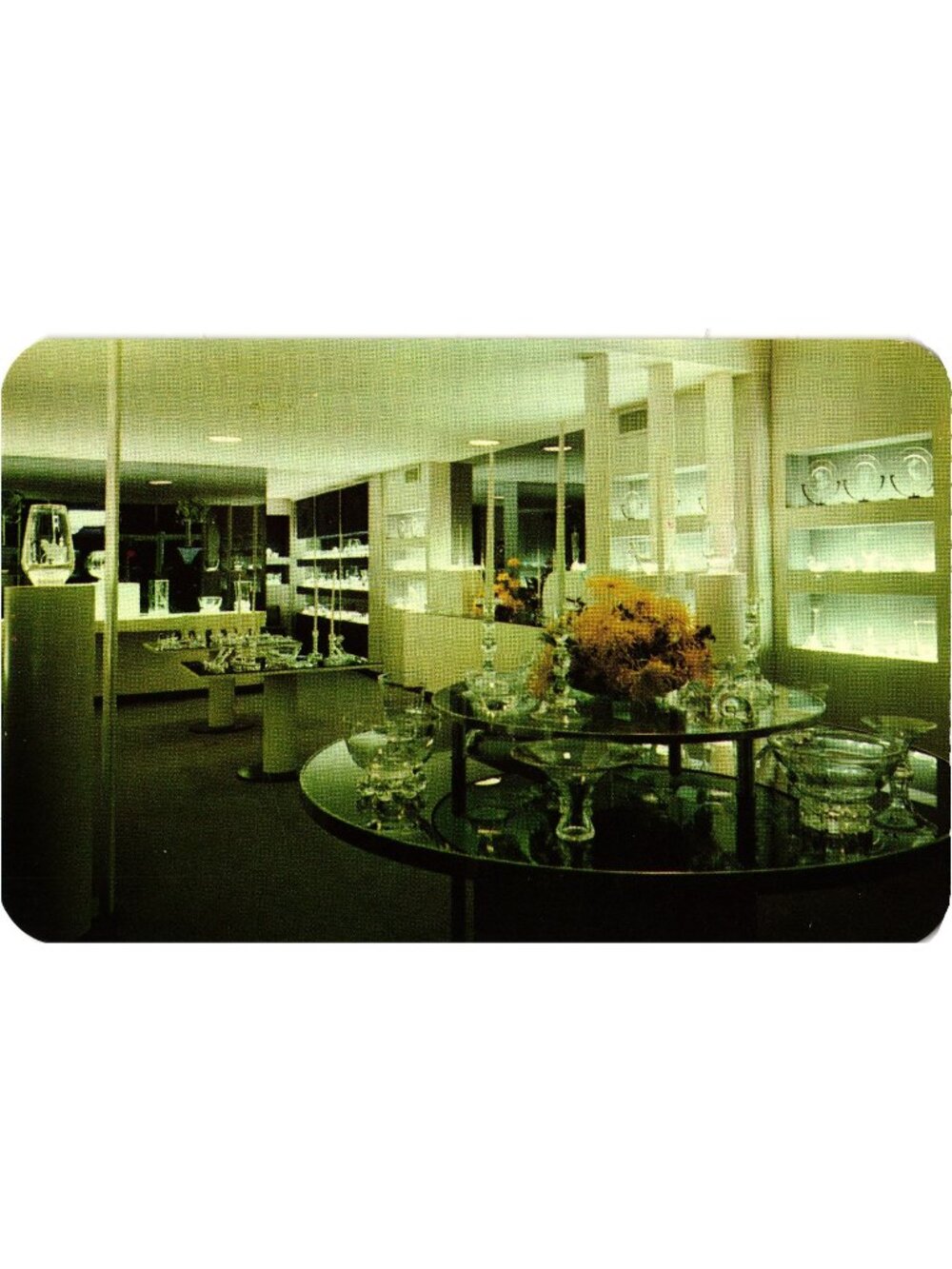 Steuben Exhibition Area Corning Glass Center New York Postcard Crystal Display